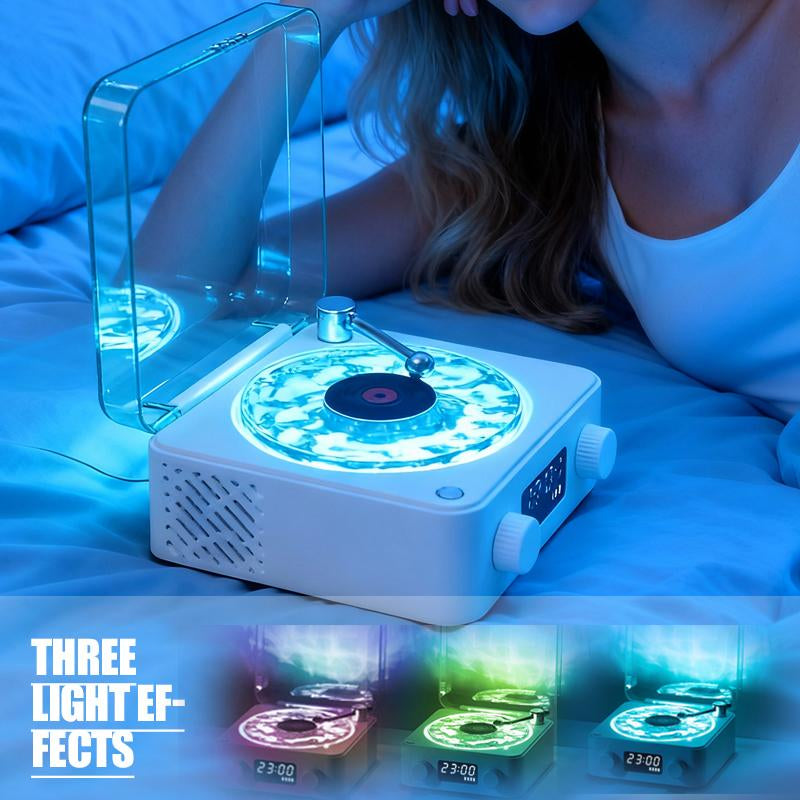 The Waves Vinyl Player, Waves Bluetooth Speaker, 2025 New Portable Vintage Vinyl Speaker with Adjustable Light and Time for Bedroom, Party