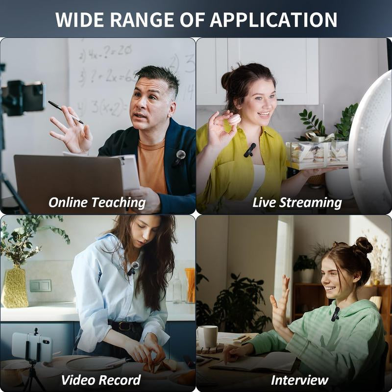 Professional Wireless Mini Microphone, USB Rechargeable Wireless Microphone, Plug-Play Lapel Mic for Video Recording, Teaching, Interviews, Podcast Equipment, Gifts for Mums Mini Microfono Minimic C Interface Mini Microphone Phone Accessories
