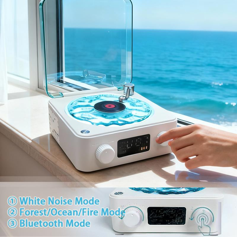 The Waves Vinyl Player, Waves Bluetooth Speaker, 2025 New Portable Vintage Vinyl Speaker with Adjustable Light and Time for Bedroom, Party
