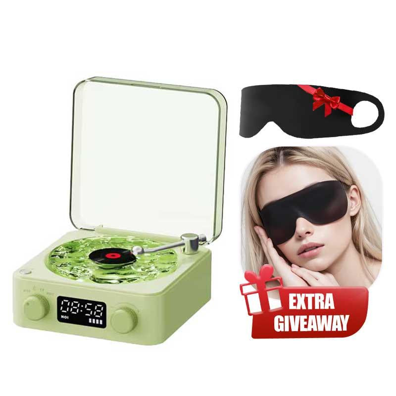 The Waves Vinyl Player, Waves Bluetooth Speaker, 2025 New Portable Vintage Vinyl Speaker with Adjustable Light and Time for Bedroom, Party