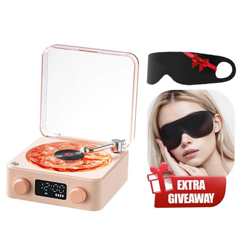The Waves Vinyl Player, Waves Bluetooth Speaker, 2025 New Portable Vintage Vinyl Speaker with Adjustable Light and Time for Bedroom, Party