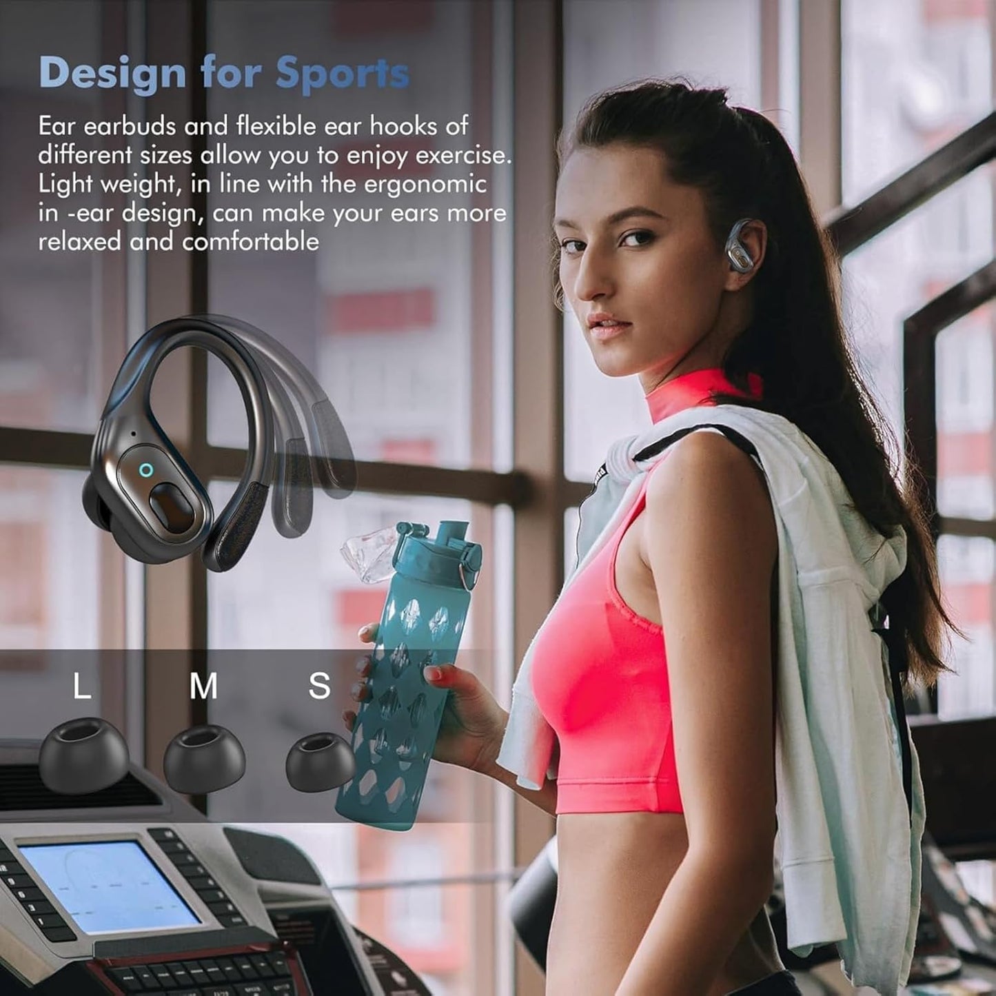 Wireless Earbuds Bluetooth 5.4 Headphones, Noise Canceling Ear Buds with 75Hr Playtime, LED Power Display, IPX7 Waterproof Earphones over Ear Earphones for Sports/Workouts
