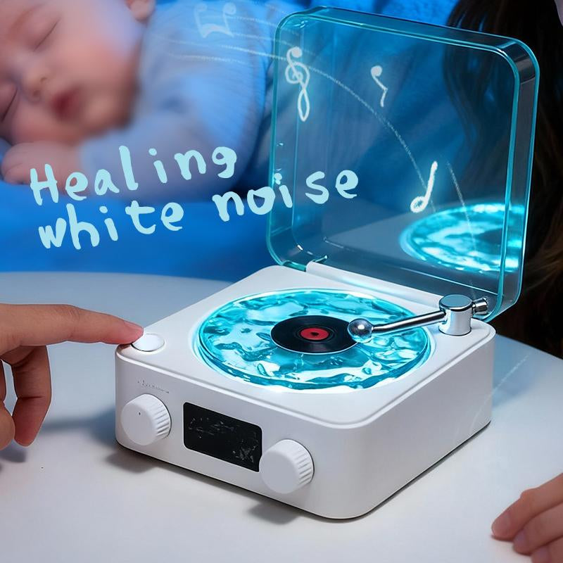 The Waves Vinyl Player, Waves Bluetooth Speaker, 2025 New Portable Vintage Vinyl Speaker with Adjustable Light and Time for Bedroom, Party