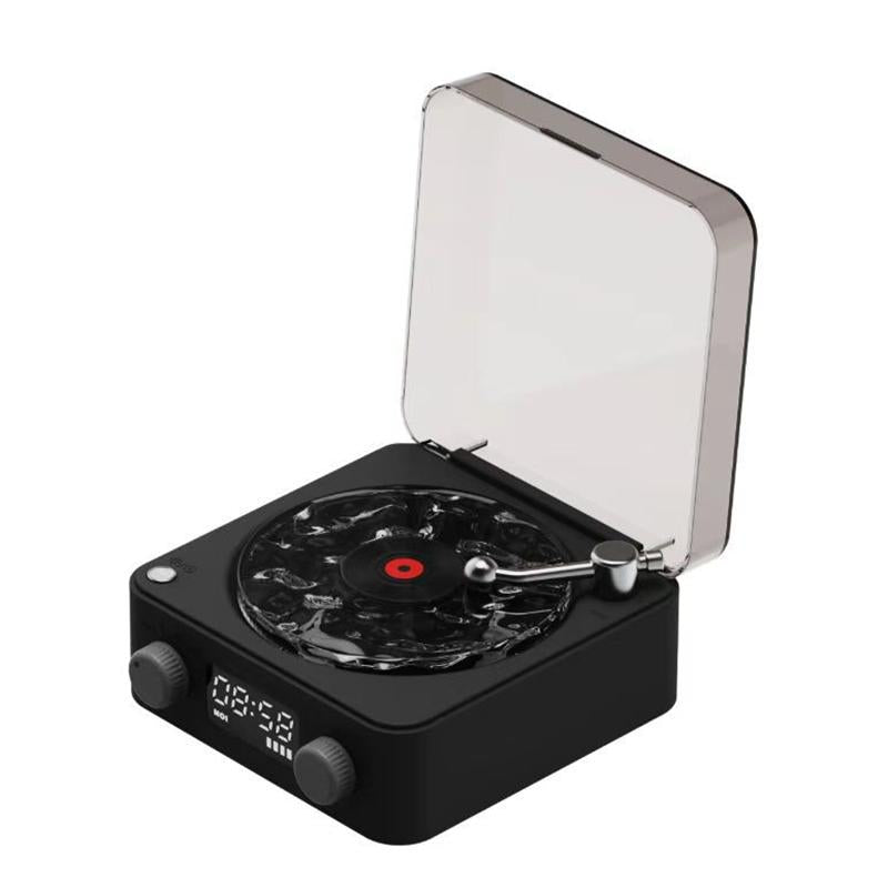The Waves Vinyl Player, Waves Bluetooth Speaker, 2025 New Portable Vintage Vinyl Speaker with Adjustable Light and Time for Bedroom, Party