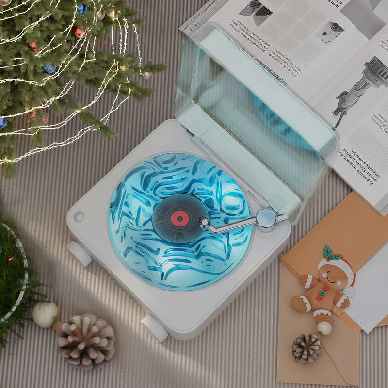 The Waves Vinyl Player, Waves Bluetooth Speaker, 2025 New Portable Vintage Vinyl Speaker with Adjustable Light and Time for Bedroom, Party