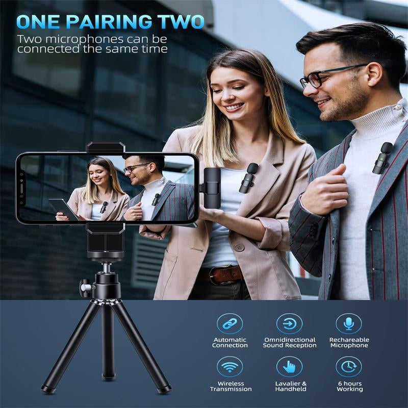 Professional Wireless Mini Microphone, USB Rechargeable Wireless Microphone, Plug-Play Lapel Mic for Video Recording, Teaching, Interviews, Podcast Equipment, Gifts for Mums Mini Microfono Minimic C Interface Mini Microphone Phone Accessories