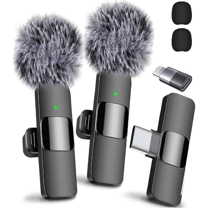 Professional Wireless Mini Microphone, USB Rechargeable Wireless Microphone, Plug-Play Lapel Mic for Video Recording, Teaching, Interviews, Podcast Equipment, Gifts for Mums Mini Microfono Minimic C Interface Mini Microphone Phone Accessories