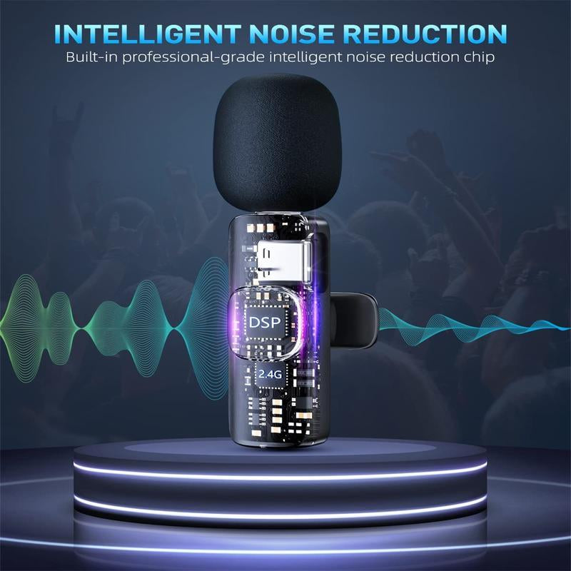 Professional Wireless Mini Microphone, USB Rechargeable Wireless Microphone, Plug-Play Lapel Mic for Video Recording, Teaching, Interviews, Podcast Equipment, Gifts for Mums Mini Microfono Minimic C Interface Mini Microphone Phone Accessories