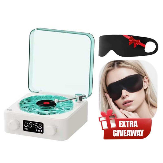 The Waves Vinyl Player, Waves Bluetooth Speaker, 2025 New Portable Vintage Vinyl Speaker with Adjustable Light and Time for Bedroom, Party