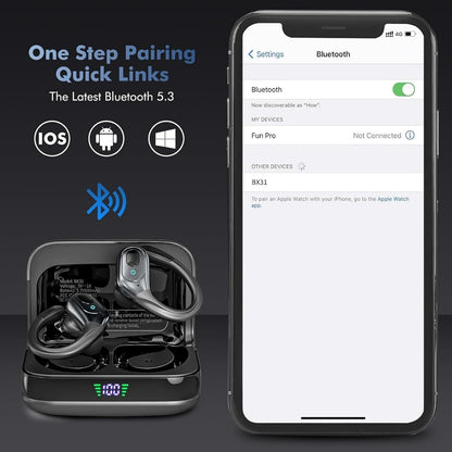 Wireless Earbuds Bluetooth 5.4 Headphones, Noise Canceling Ear Buds with 75Hr Playtime, LED Power Display, IPX7 Waterproof Earphones over Ear Earphones for Sports/Workouts