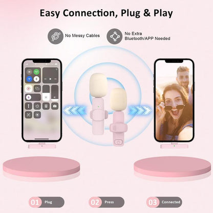 Professional Wireless Mini Microphone, USB Rechargeable Wireless Microphone, Plug-Play Lapel Mic for Video Recording, Teaching, Interviews, Podcast Equipment, Gifts for Mums Mini Microfono Minimic C Interface Mini Microphone Phone Accessories